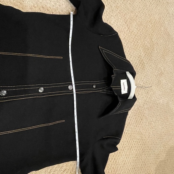 ✨ Nanushka "Ong" Black Contrast Stitch Dagger Collar Shirt ✨ Size Med EUC $467 - Picture 7 of 10